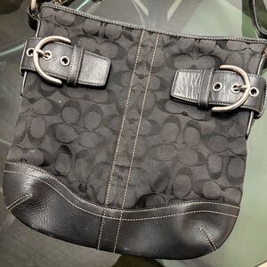 Coach Vintage Style 3574 Black Signature Designer Shoulder Bag or Crossbody